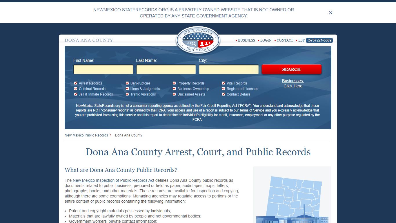 Dona Ana County Arrest, Court, and Public Records