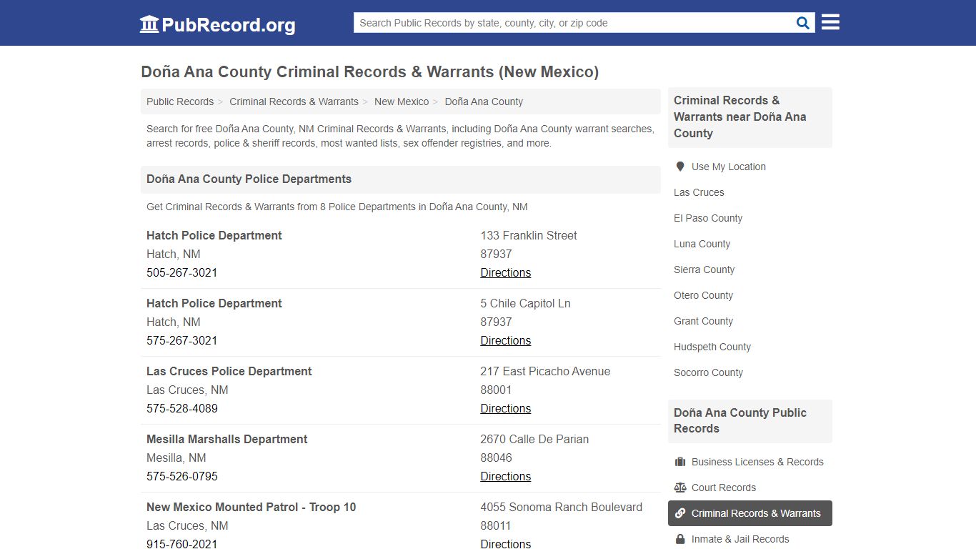 Doña Ana County Criminal Records & Warrants (New Mexico)